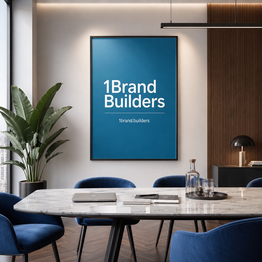 Framed 1Brand poster in a boardroom